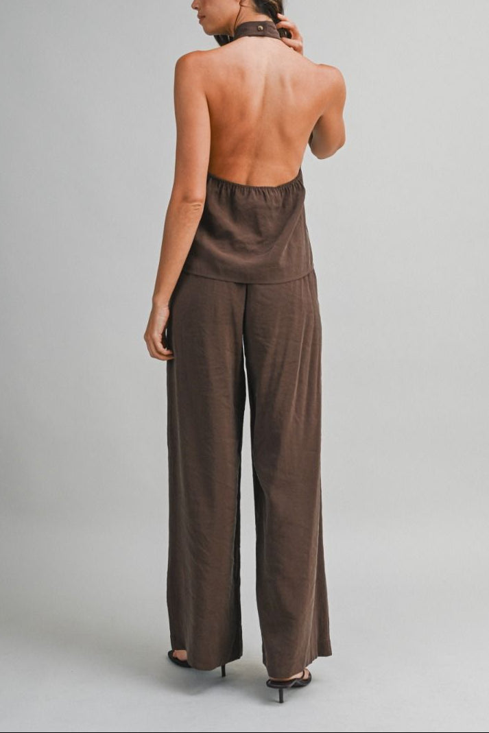 Halter Neck Top and Wide Leg Pants