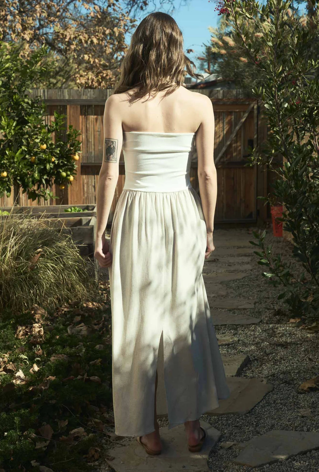 Contrast Strapless Midi Dress