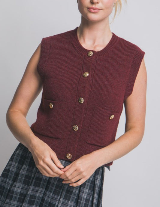 Sleeveless Knit Sweater Vest