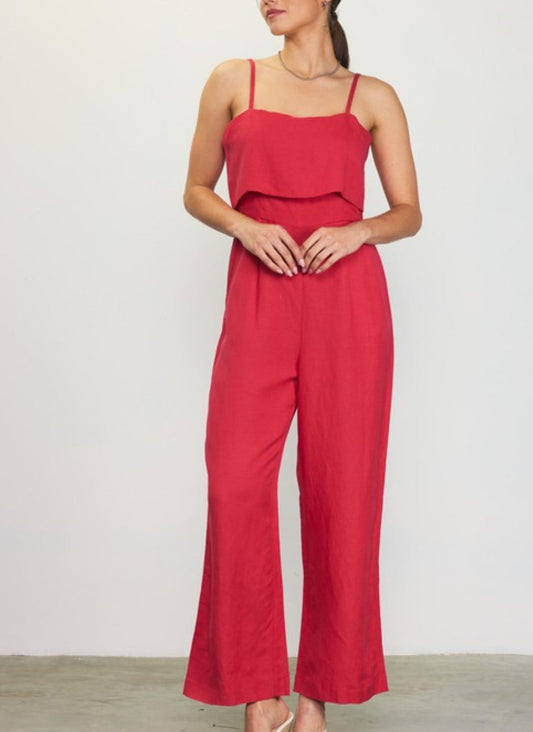 Cherry Linen Jumpsuit