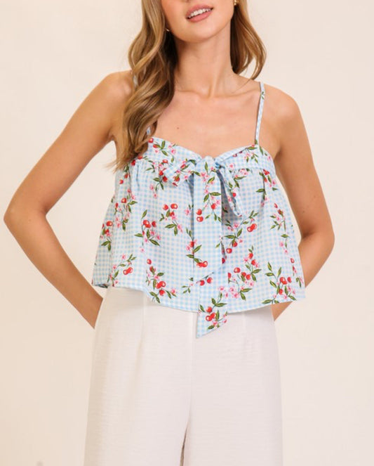 Blosson Cherry Tie Front Cami