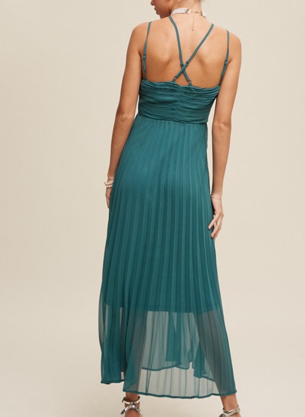 Halter Pleated Maxi Dress