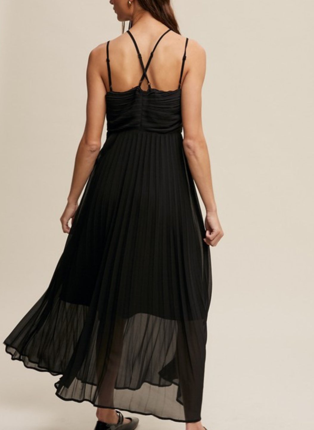 Halter Pleated Maxi Dress