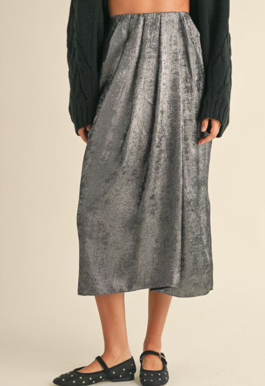 Metallic Fabric Pleat Skirt