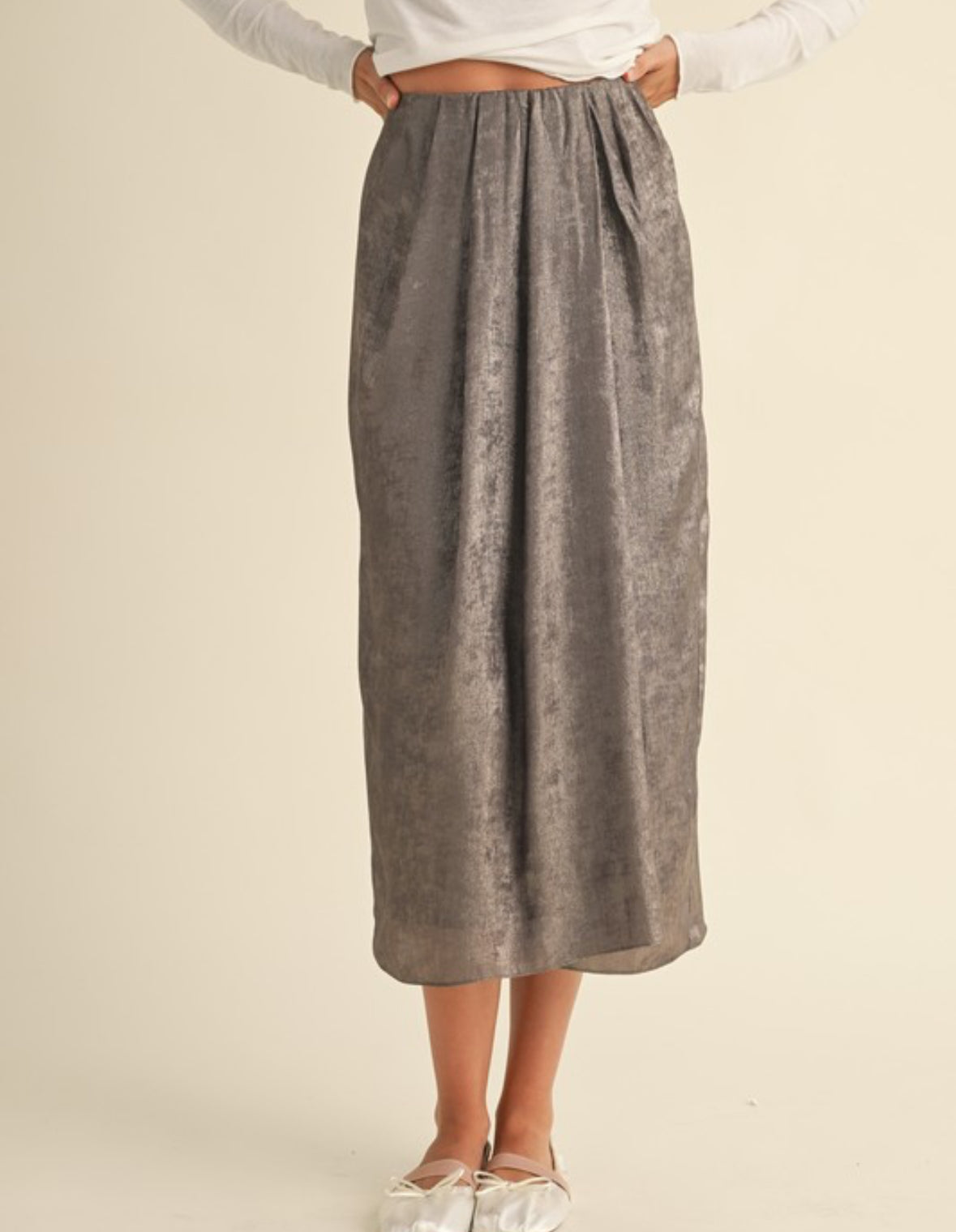 Metallic Fabric Pleat Skirt