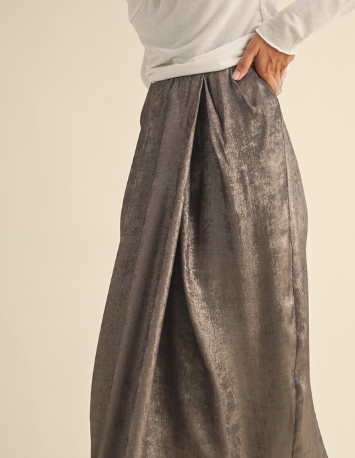 Metallic Fabric Pleat Skirt