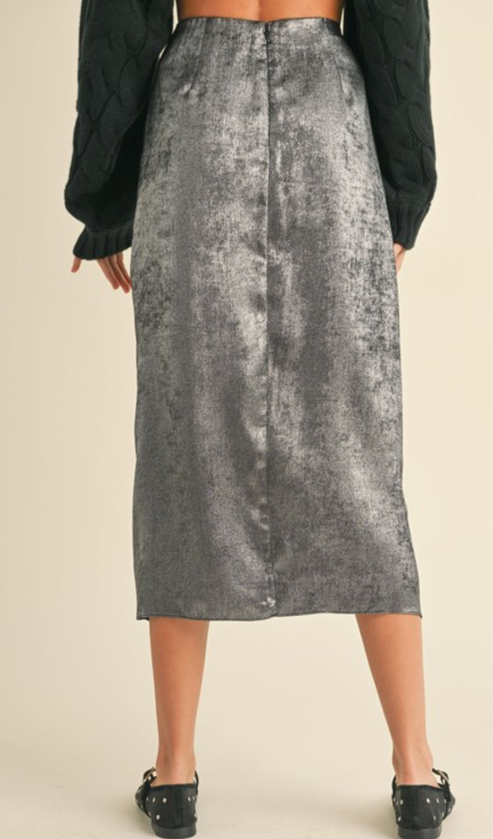 Metallic Fabric Pleat Skirt