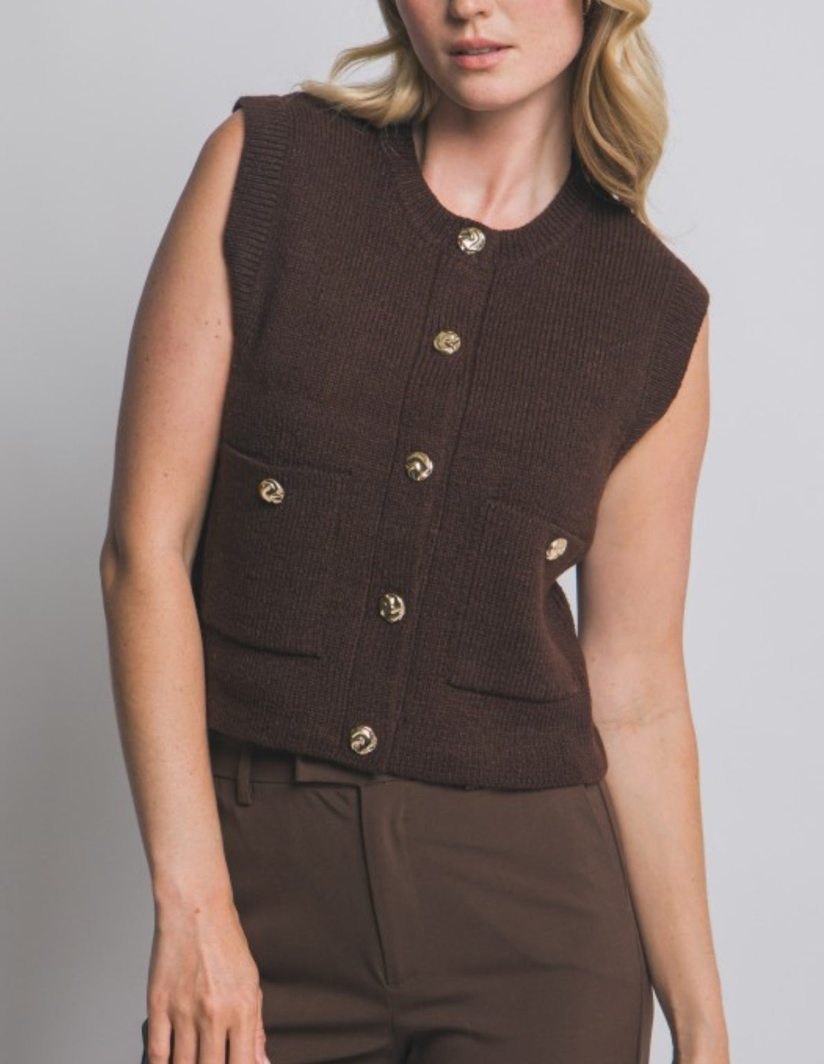 Sleeveless Knit Sweater Vest