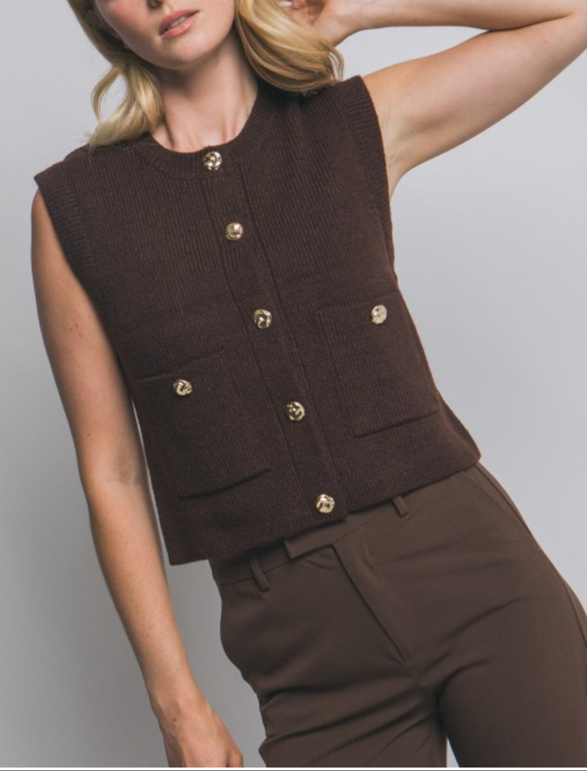 Sleeveless Knit Sweater Vest