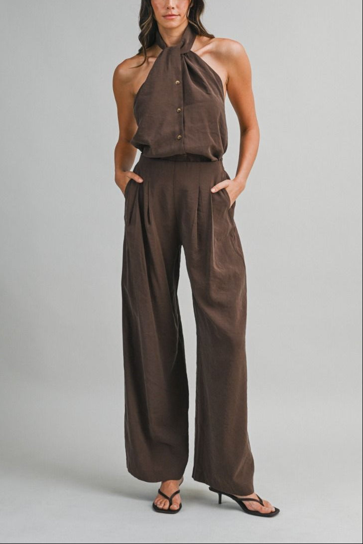 Halter Neck Top and Wide Leg Pants