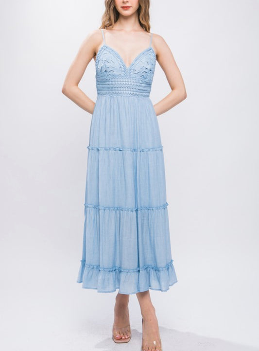 Sky Blue Midi Dress