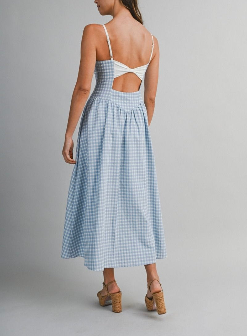 Gingham Woven Midi Dress