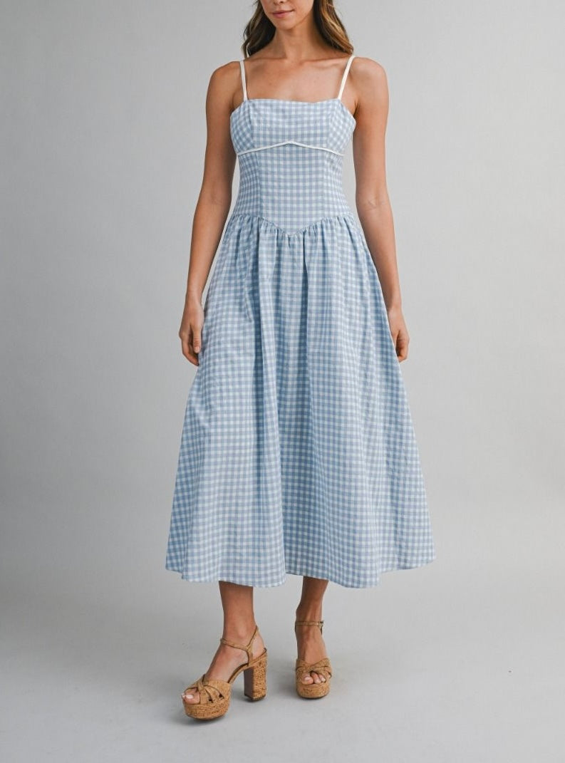 Gingham Woven Midi Dress