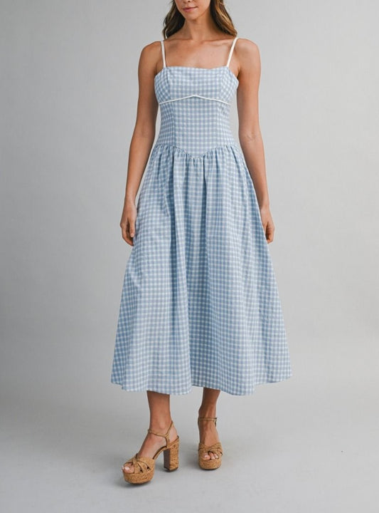 Gingham Woven Midi Dress