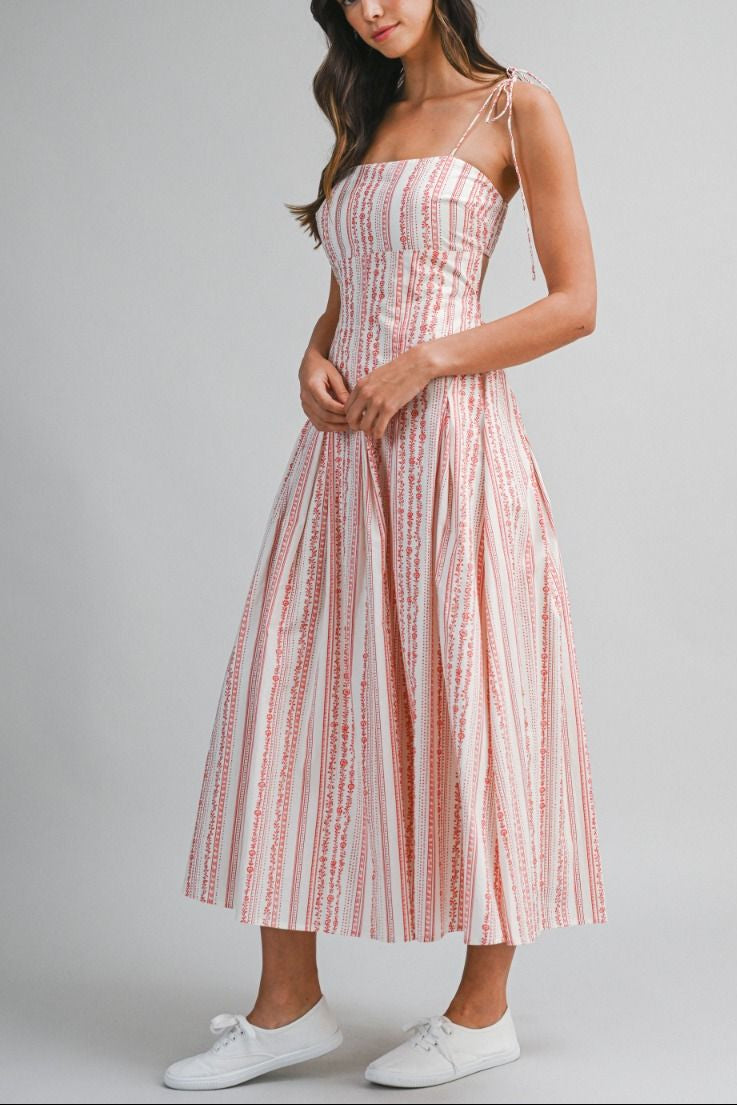 Floral Red Midi Dress