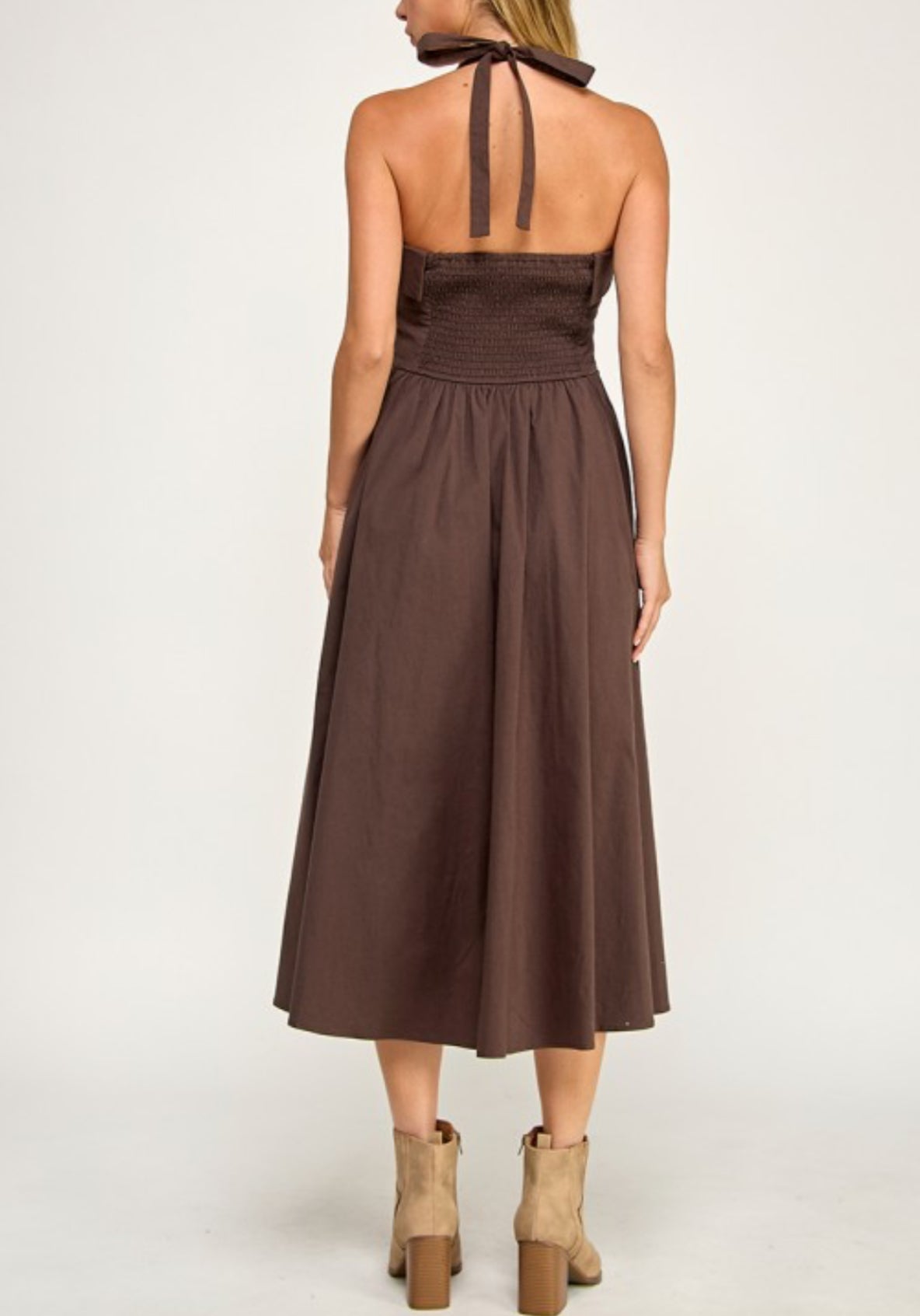 Halter flare midi dress