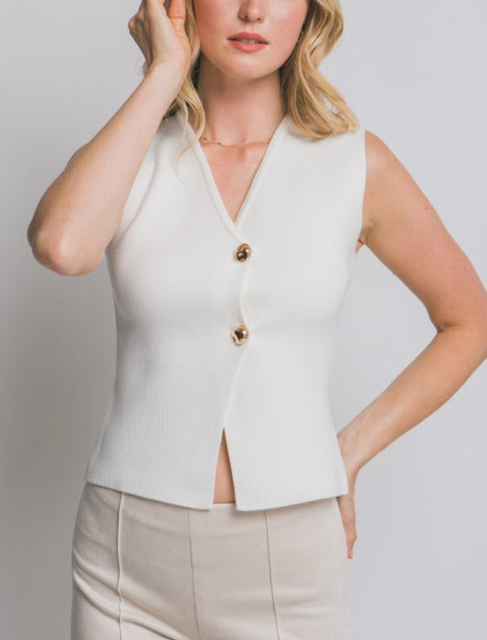 Gold Button Knit Vest