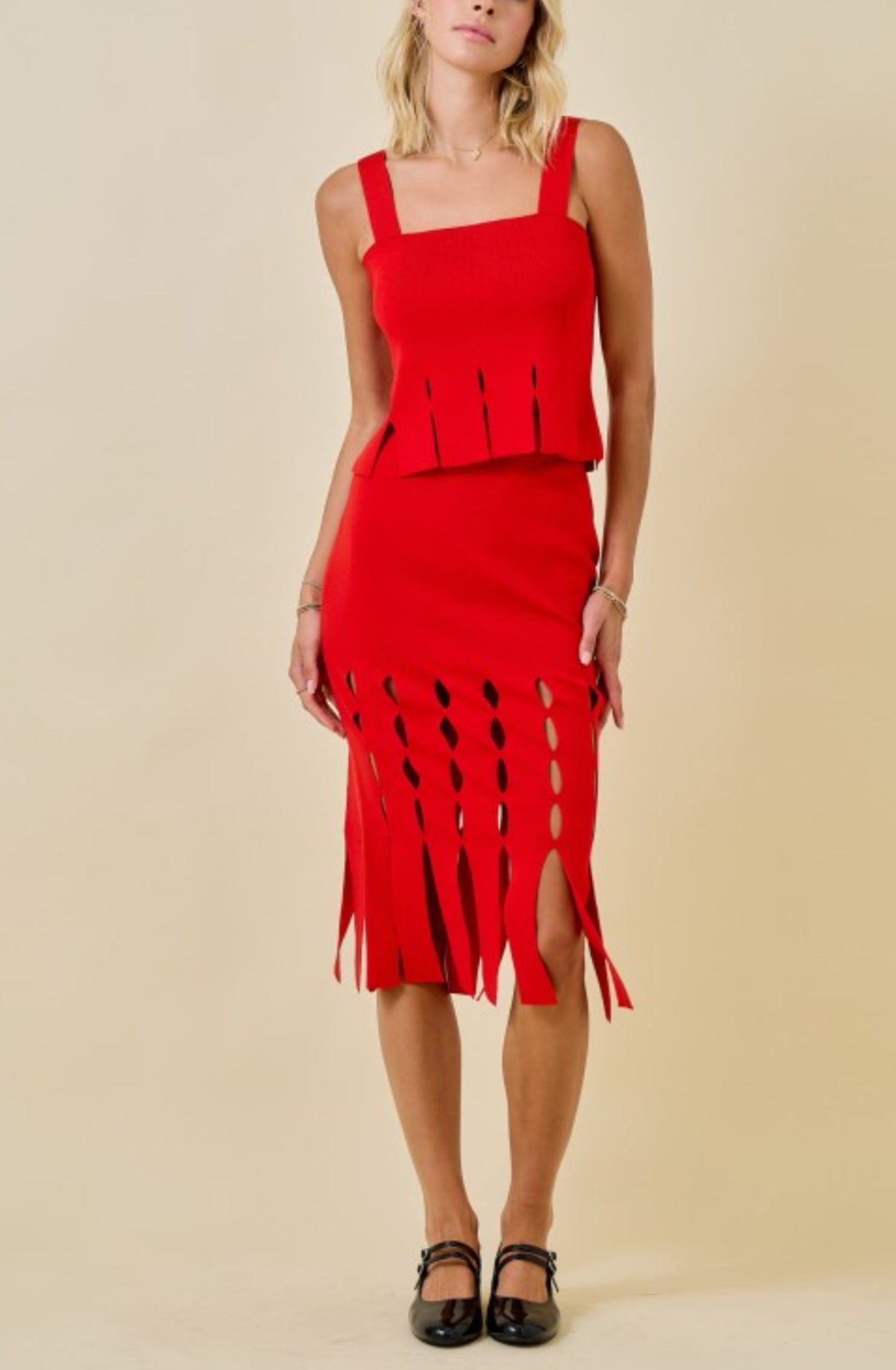 Cropped Tank Top and Midi Skirt Set